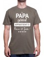 Tshirt Papa Homme personnalisé - Ce papa génial appartient à "Nom(s) de(s) l'enfant(s)" - Cadeau Anniversaire ou fête des pèr...
