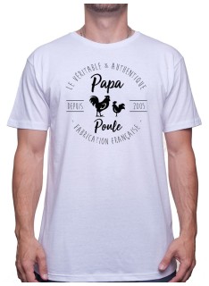 Tshirt Papa Homme personnalisé - Papa Poule Fabrication Francaise - Cadeau Anniversaire ou fête des pères T-shirt Homme