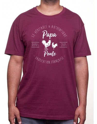 Tshirt Papa Homme personnalisé - Papa Poule Fabrication Francaise - Cadeau Anniversaire ou fête des pères T-shirt Homme