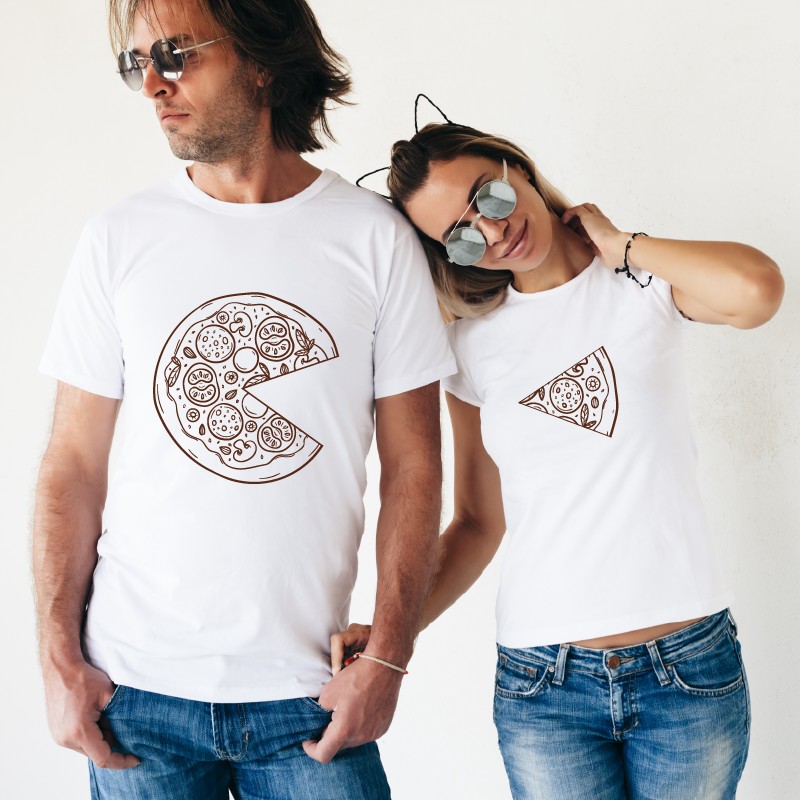 Avoir Images Une Pizza A Deux Tshirt Duo Couple actualisé salutations