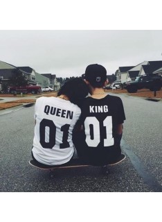 Tshirt Couple – Lot King & Queen Personnalisable – Shirtizz Couple