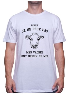 Desole mes vaches ont besoin de moi - Tshirt Humour Agriculteur T-shirt Homme