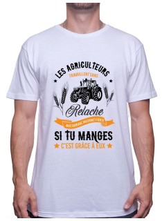 Les agriculteurs travail sans relache - Tshirt Humour Agriculteur T-shirt Homme