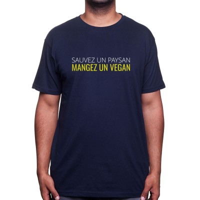 Sauvez un paysan, mangez un Vegan - Tshirt Humour Agriculteur T-shirt Homme