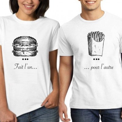 Tshirt Couple – Fait l'un pour l'autre - Burger et Frite – Shirtizz Couple