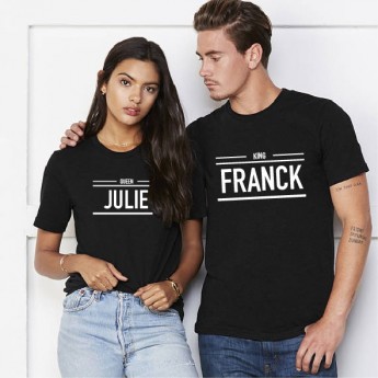 King Queen Name ? Tshirt Personnalisable Duo pour Couple Couple