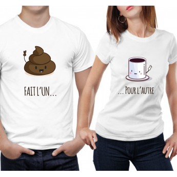 Tshirt Couple – Fait l'un pour l'autre - Café et Caca – Shirtizz Couple