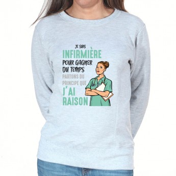 Je suis Infirmiere pour gagner du temps disons que j'ai raison - Sweat Femme Infirmière Sweat crewneck femme Infirmière