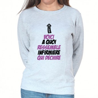 Voici a quoi ressemble une infirmiere qui déchire - Sweat Femme Infirmière Sweat crewneck femme Infirmière