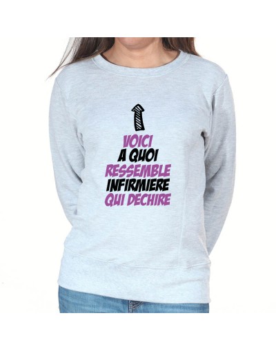 Voici a quoi ressemble une infirmiere qui déchire - Sweat Femme Infirmière Sweat crewneck femme Infirmière