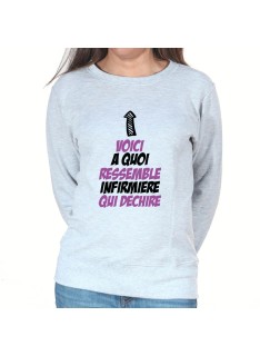 Voici a quoi ressemble une infirmiere qui déchire - Sweat Femme Infirmière Sweat crewneck femme Infirmière