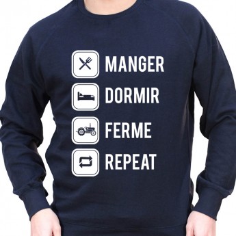 eat sleep farm and repeat - Sweat Crewneck Homme Agriculteur Sweat Homme agriculteur