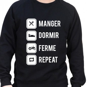 eat sleep farm and repeat - Sweat Crewneck Homme Agriculteur Sweat Homme agriculteur