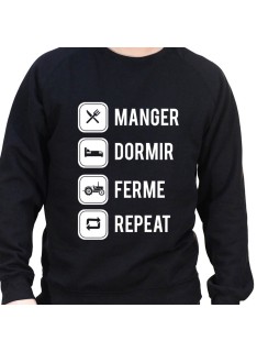 eat sleep farm and repeat - Sweat Crewneck Homme Agriculteur Sweat Homme agriculteur