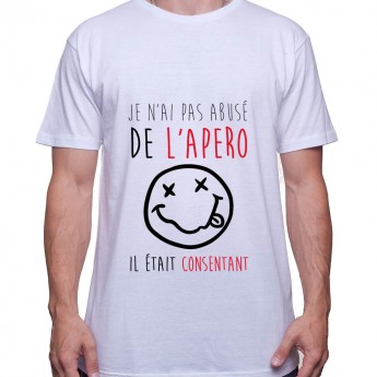 je n'ai pas abusé de l'apero il était consentant – Tshirt Homme Alcool Tshirt Homme Alcool