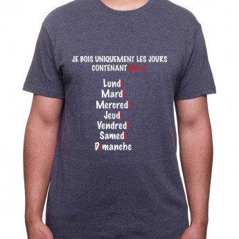 Je ne bois que les jours en I – Tshirt Homme Alcool Tshirt Homme Alcool