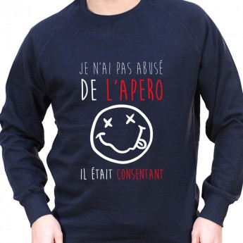 je n'ai pas abusé de l'apero il était consentant – Sweat Crewneck Homme Alcool Tshirt Homme Alcool