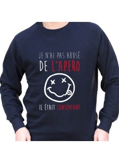 je n'ai pas abusé de l'apero il était consentant – Sweat Crewneck Homme Alcool Tshirt Homme Alcool