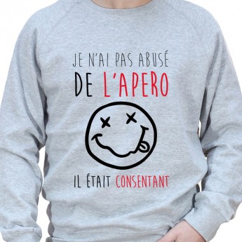 je n'ai pas abusé de l'apero il était consentant – Sweat Crewneck Homme Alcool Tshirt Homme Alcool