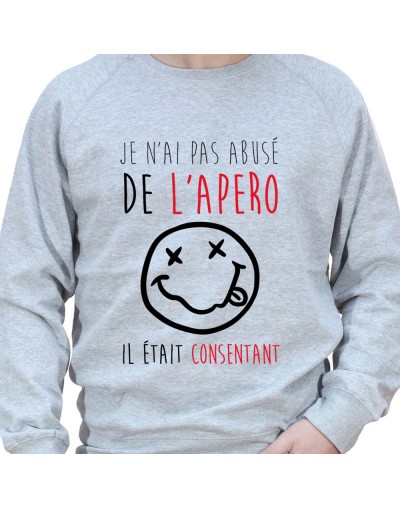 je n'ai pas abusé de l'apero il était consentant – Sweat Crewneck Homme Alcool Tshirt Homme Alcool