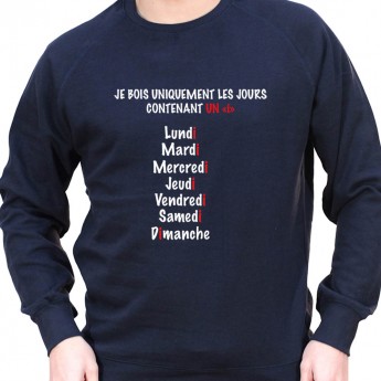 Je ne bois que les jours en I – Sweat Crewneck Homme Alcool Tshirt Homme Alcool