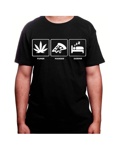 Fumer Manger Dormir - Tshirt Homme Weed Tshirt Weed Homme