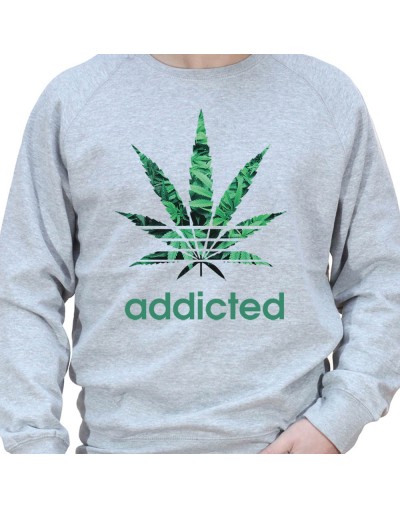 Addicted - Sweat Crewneck Homme Weed Sweat Crewneck Homme Weed