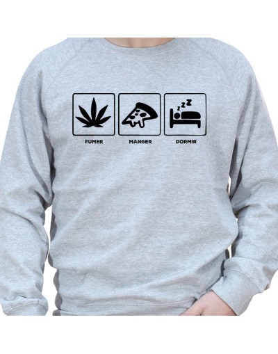 Fumer Manger Dormir - Sweat Crewneck Homme Weed Sweat Crewneck Homme Weed