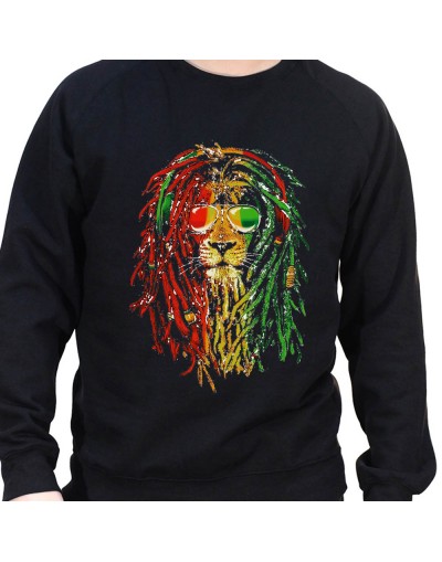 Rasta Lion - Sweat Crewneck Homme Weed Sweat Crewneck Homme Weed