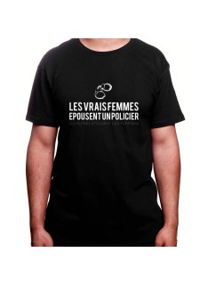 Les vrais femmes épousent un policier le reste un pompier - Tshirt Homme Policier Tshirt Homme Policier