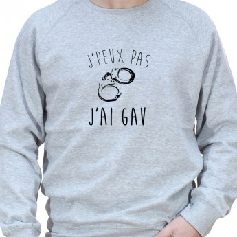 j'peux pas j'ai GAV - Sweat Crewneck Homme Policier Sweat Crewneck homme Policier