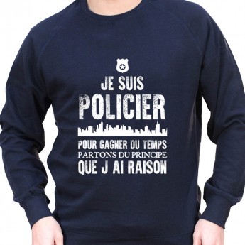 Je suis un policier pour gagner du temps disons que j'ai toujours raison - Sweat Crewneck Homme Policier Sweat Crewneck homme...