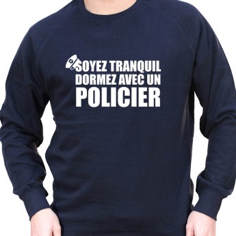 Soyez en securite dormez avec un policier - Sweat Crewneck Homme Policier Sweat Crewneck homme Policier