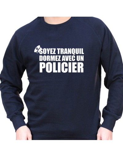 Soyez en securite dormez avec un policier - Sweat Crewneck Homme Policier Sweat Crewneck homme Policier