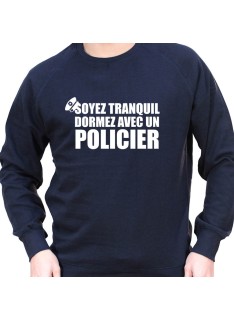 Soyez en securite dormez avec un policier - Sweat Crewneck Homme Policier Sweat Crewneck homme Policier