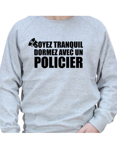 Soyez en securite dormez avec un policier - Sweat Crewneck Homme Policier Sweat Crewneck homme Policier