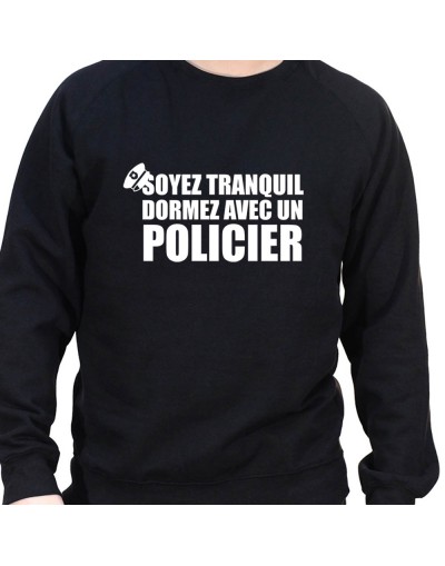 Soyez en securite dormez avec un policier - Sweat Crewneck Homme Policier Sweat Crewneck homme Policier