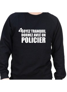 Soyez en securite dormez avec un policier - Sweat Crewneck Homme Policier Sweat Crewneck homme Policier