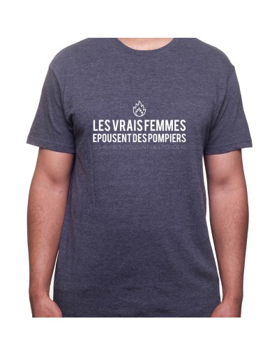 Les vrais femmes épousent un pompier le reste un policier - Tshirt Homme Pompier Tshirt Homme Pompier