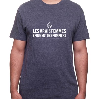 Les vrais femmes épousent un pompier le reste un policier - Tshirt Homme Pompier Tshirt Homme Pompier
