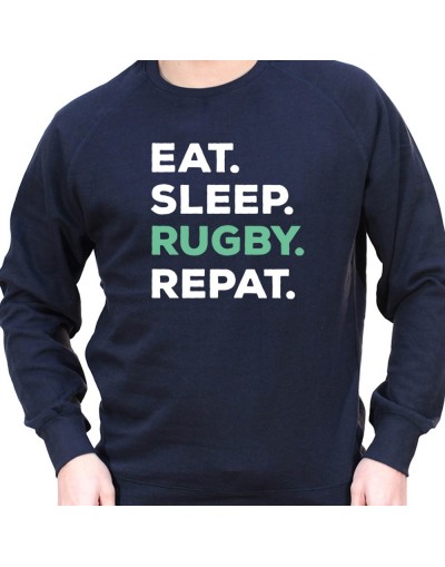 Eat Sleep Rugby REpeat - Sweat Crewneck Homme Rugby Sweat Crewneck Rugby