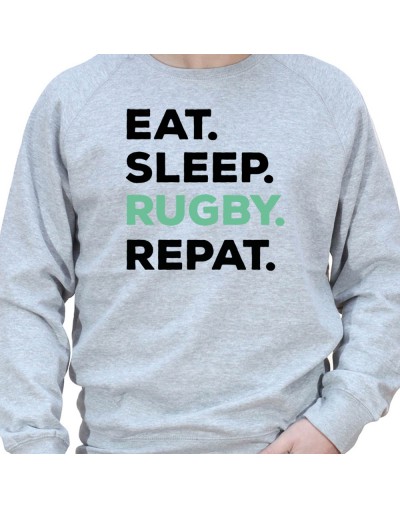 Eat Sleep Rugby REpeat - Sweat Crewneck Homme Rugby Sweat Crewneck Rugby