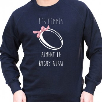 Les femmes aimes le rugby aussi - Sweat Crewneck Homme Rugby Sweat Crewneck Rugby