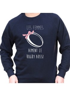 Les femmes aimes le rugby aussi - Sweat Crewneck Homme Rugby Sweat Crewneck Rugby