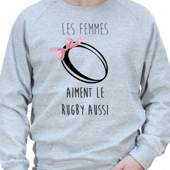 Les femmes aimes le rugby aussi - Sweat Crewneck Homme Rugby Sweat Crewneck Rugby