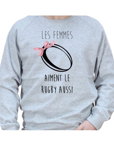 Les femmes aimes le rugby aussi - Sweat Crewneck Homme Rugby Sweat Crewneck Rugby