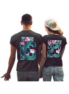 Tshirt Couple Personnalisable – Lot King & Queen Flower – Shirtizz Couple