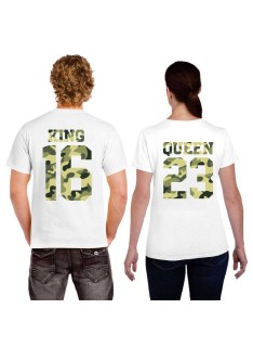 Tshirt Couple – King & Queen Camo Militaire Personnalisable – Shirtizz Couple