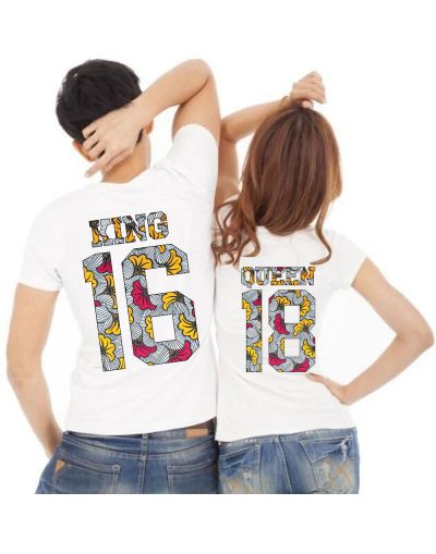Tshirt Couple – Lot King & Queen Camo Wax Personnalisable – Shirtizz