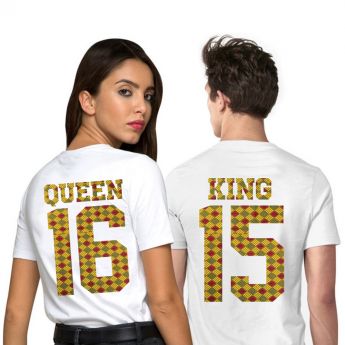 Tshirt Couple – Lot King & Queen Camo Wax 2 Personnalisable – Shirtizz